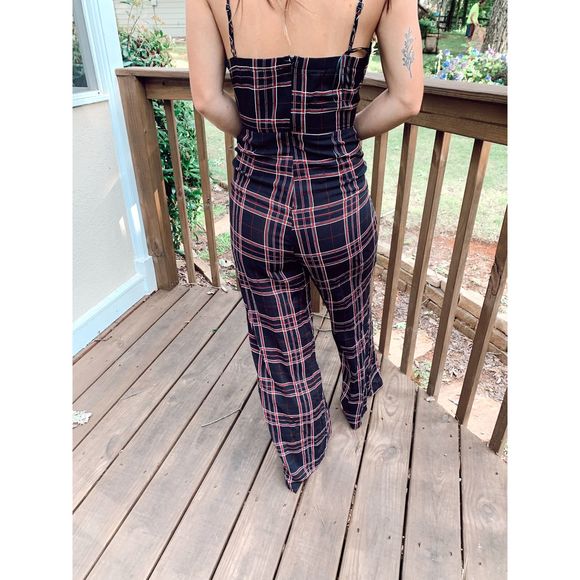 All in Favor red black plaid jumpsuit - Picture 2 of 5